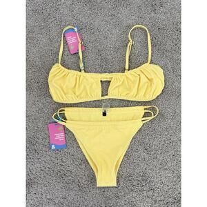 Blackbough Women’s NWT Tropical Yellow Matching Sexy Bikini Set Sz L/XL